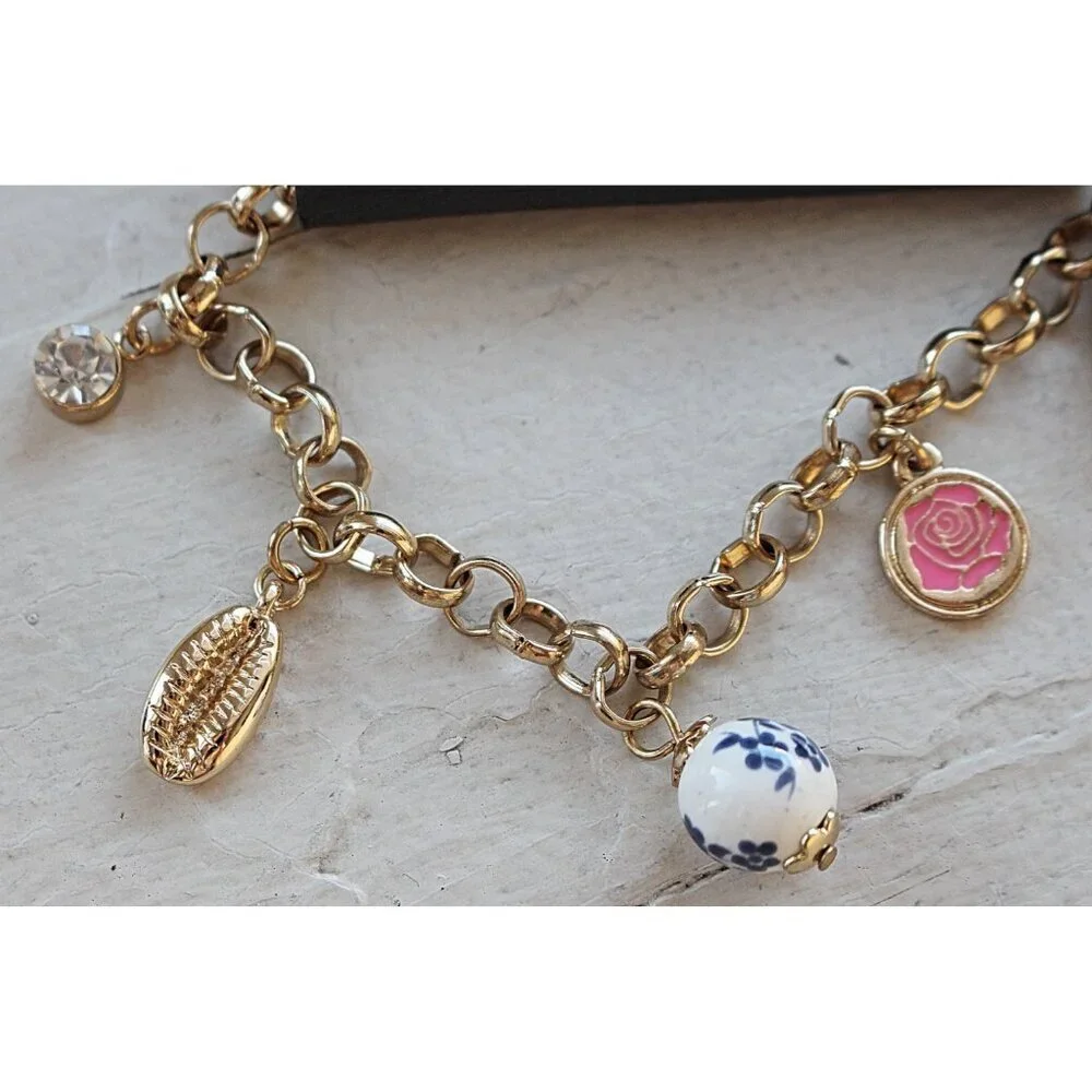 Costume Jewelry Bundle- Free Press - Charm Bracelet, Beaded Loop (Oscar Style)+